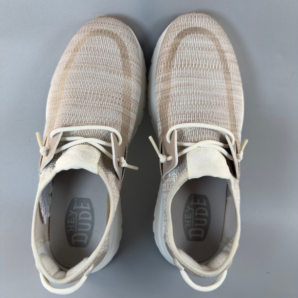 Hey Dude Sirocco Womens 8 Slip On Loafer Sneakers Beige White Lace Comfort Shoes - Picture 6 of 16